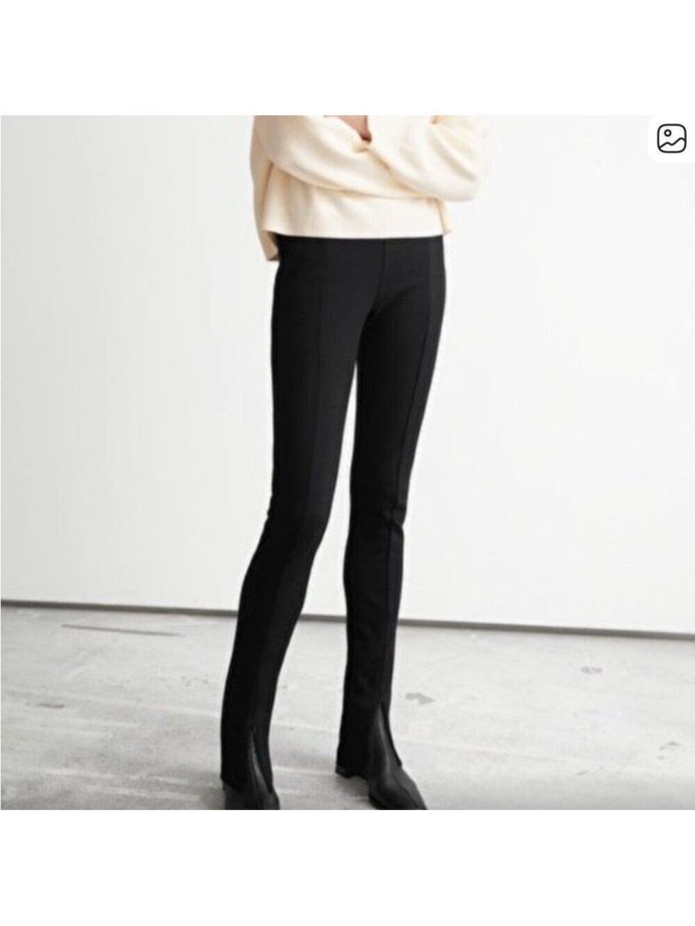 & OTHER STORIES Panelled Zip Cuff Black Leggings Elasticized waistband - Picture 2 of 14
